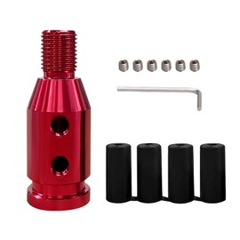 deemars Universal Gear Shift Knob Adapter, Gear Shifter Adapter, M12×1.25 Aluminum Alloy Shifter Knob Adapter for Non-Threaded Shifters, Car Accessories Gear Shifter Adapter Kit for Most Cars (Red)
