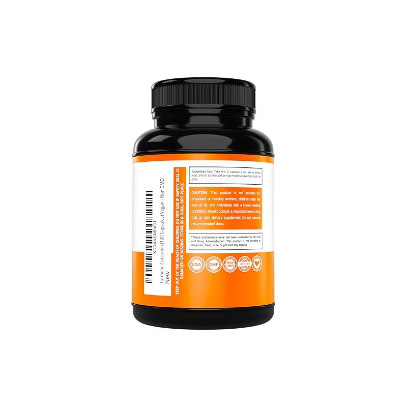 Turmeric Curcumin Supplement with Black Pepper, Ginger, Moringa (Made with