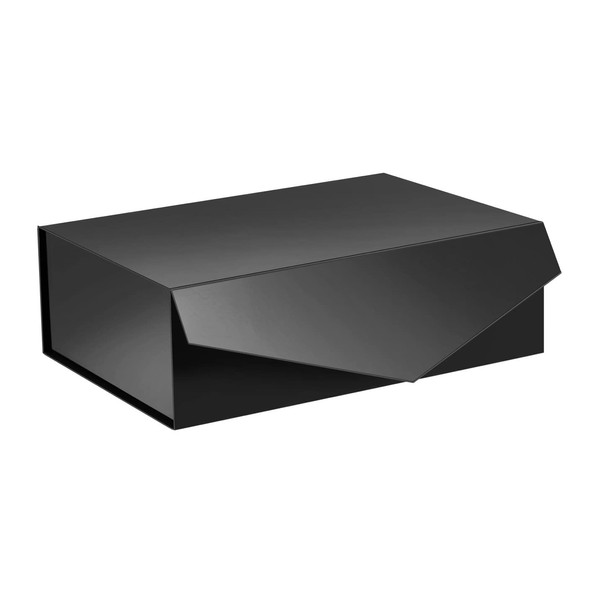 ARTDEARM Gift Box 11.5x8.1x3.8 Inches, Gift Box with Lid, Black Gift Box, Magnetic Gift Box, Groomsmen Proposal Box, Collapsible Gift Box (Glossy Black)