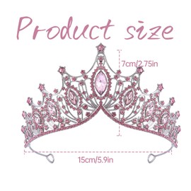 Zuzer Women's Pink Wedding Tiara Crystals Princess Crown, Crystal Tiara for Bridal Crown, Wedding, Prom, Pageant, Alloy, rhinestones, Alloy, rhinestones