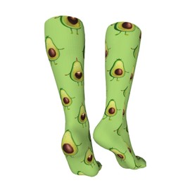 ZCERA Kids Cozy Knee High Tube Compression Socks Kawaii Funny Cute Cartoon Avocado Novelty Athletic Long Crew Socks for Child Girls Boys 19.8in
