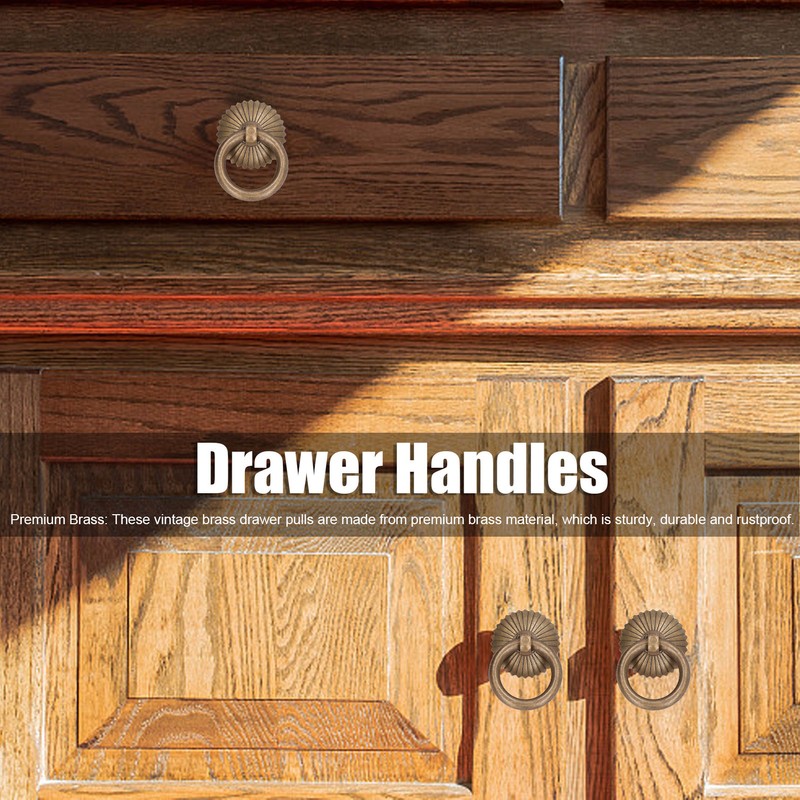 10Pcs Drawer Handles Premium Brass Durable Rustproof Vintage Style Antique