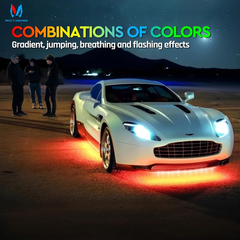 MICTUNING N8 RGBW Underglow Chasing Lights for Car with Remote
