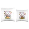 Cat Ramen Slurp Session Fun Food Animal Design Throw Pillow