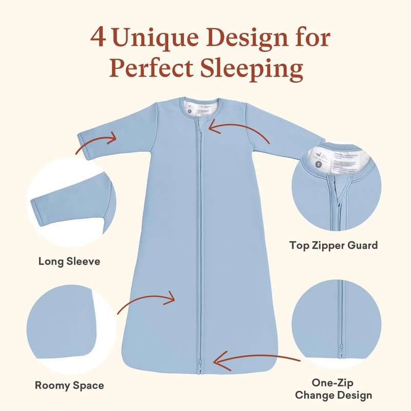 littogoose Baby Sleep Sack 1.0 TOG, Long Sleeve Wearable Blanket,