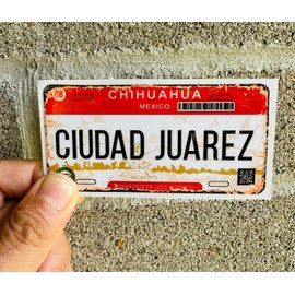 Generic Set of 2 Decorative Ciudad Juarez Chihuahua Mexico License Plate Decal Stickers – Full Color, Weatherproof, Vintage Distressed Weathered Look, LicenseCity777