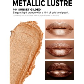 Anglicolor Lápiz Labial Dorado Brillo MetáLico,Labiales Super Lustrous,Gold Lipstick Labios De Sculpted Craft Hidratante,Fórmula Cremosa Ligera y Suave para Labios Hidratados, No Pegajoso (04 SUNSET GILDED)