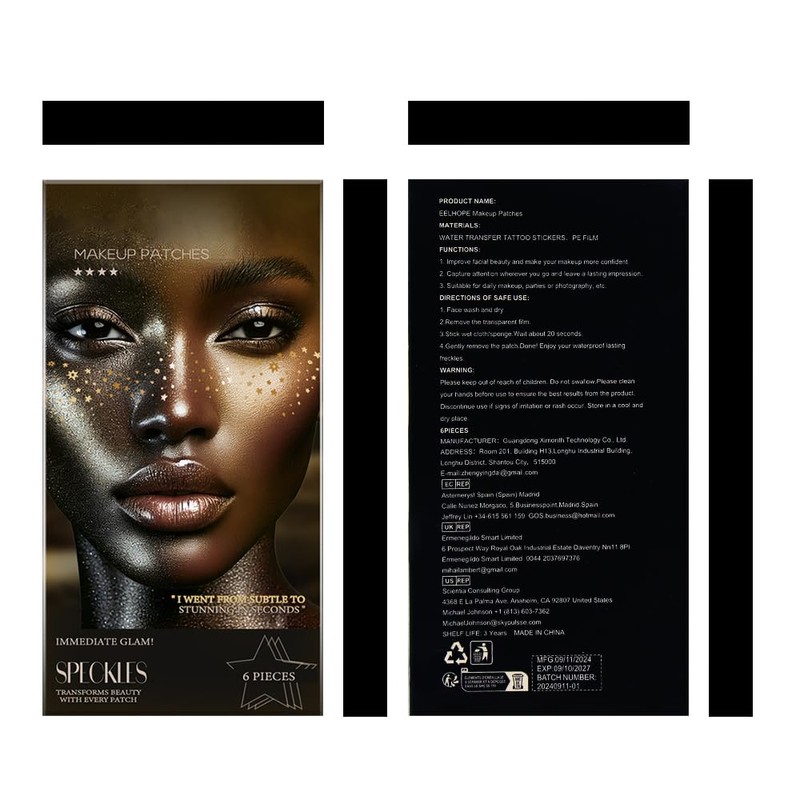 HASAIKA® Glitter Freckles Face Tattoo, Pack of 6 Glitter Makeup