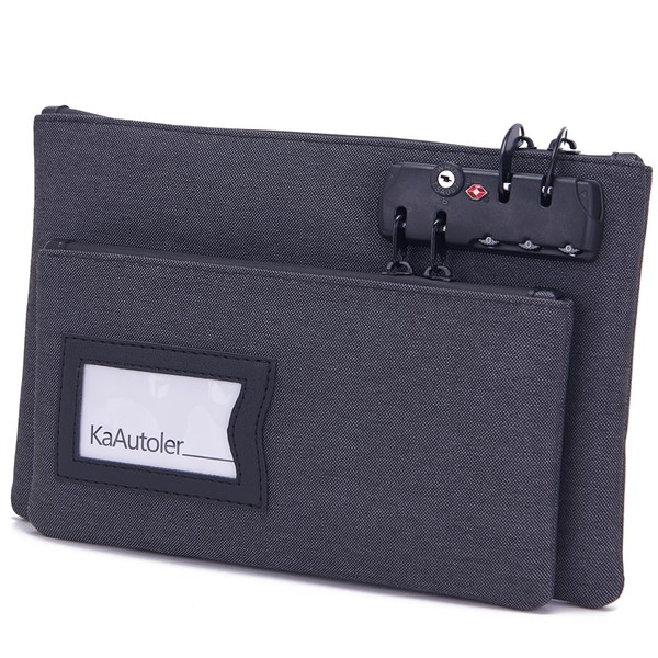 Money Bag with Lock, Double layer Cash Bag Bank Bag