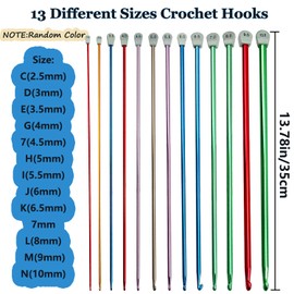 Hobekoee 3Pcs Tunisian Crochet Hook 3mm 3.5mm 4mm,Extra Long Crochet Hook 13.8in Afghan Crochet Needles Aluminum Tunisian Crochet for Beginner,Crocheting＆Knitting Lovers