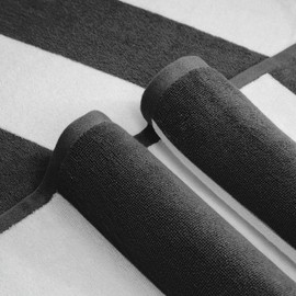 CLOWOOD Plush Oversized Beach Towel - Cotton 40 x 72 Inch Large Thick Black Striped Cabana Pool Swimming Towel