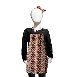 Lunarable Owl Apron, Sketch Style Woodland Birds Pattern with Happy Sad and Angry Expressions, Small Apron Bib with Adjustable Ties for Baking Painting, Small Size, Burgundy and Pale Brown