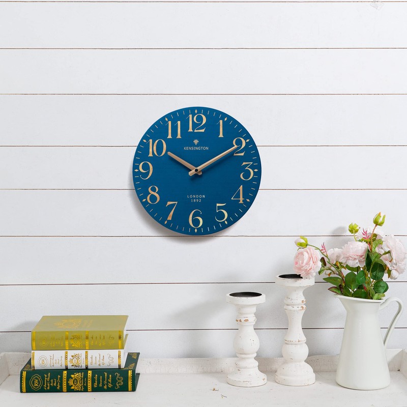 NIKKY HOME Navy Blue Wooden Wall Clock 12 Inch -