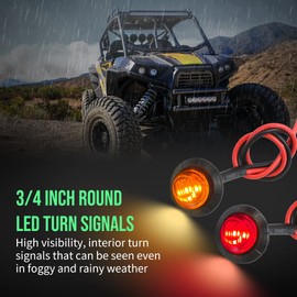 MOTOQUEEN UTV Turn Signal Kit Universal ATV Street Legal Kit with Rocker Switch Side by Side Turn Signal Light Kit for ATV UTV, Fits For Polaris Ranger RZR