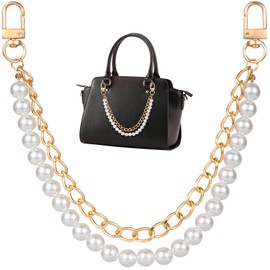 HINZIC Pearl Purse Chain Gold Handbag Straps Metal Shoulder Crossbody Bags Short Handle Replacement Charms Accessories for Women