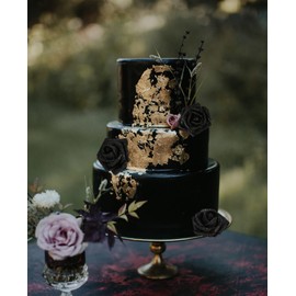 ICBOX Black Flowers Glitter Rose 30 Pcs Artificial Flowers Glitter Flowers Foam Roses with Stem Faux Flowers for DIY Wedding Bridal Bouquet Party Centerpieces Decor(Black)