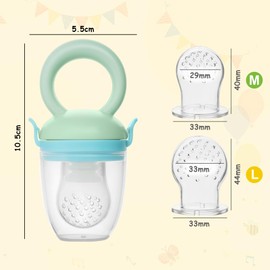 Vicloon Fruchtsauger Baby, 2 Stück Schnuller Beißring mit Silikon Sauger in 2 Größen, BPA-frei, Gemüse Sauger Obst Gemüse Baby Essen Beikost - Rosa+Grün