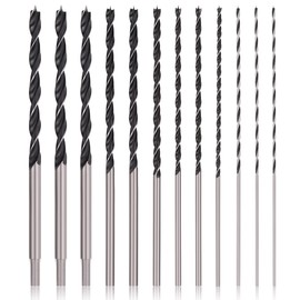 COMOWARE 12" Extra Long Brad Point Drill Bit Set, 12 Pcs High Carbon Steel Long Drill Bit, Long Drill Bits for Wood, Plastic, PVC, Composite & Rubber, 1/8", 3/16", 1/4", 5/16", 3/8", 7/16", 1/2"