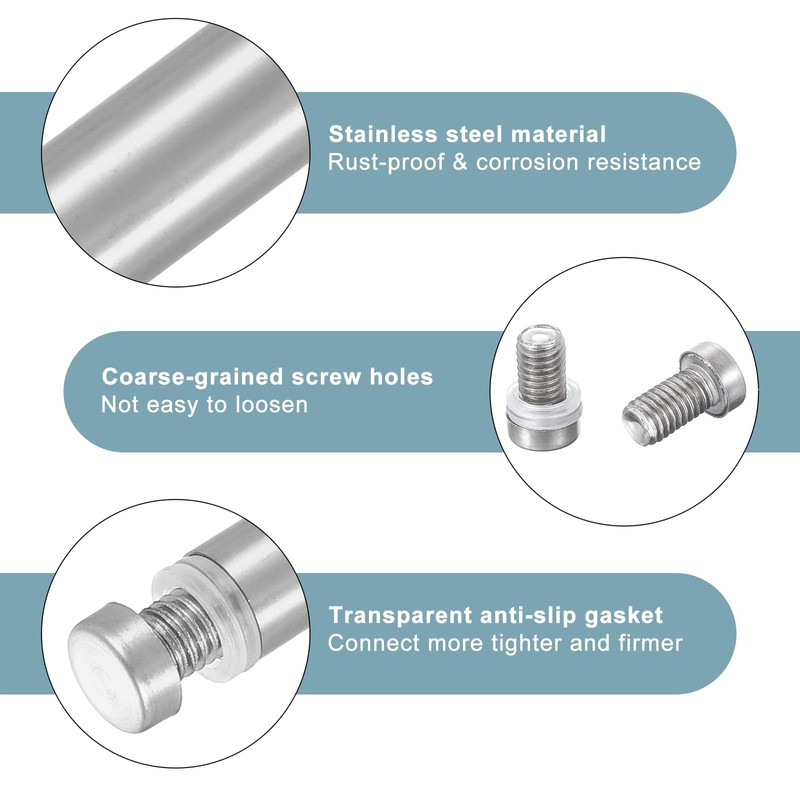 uxcell 12 Pcs Standoff Screws, 1/2" x 2" Stainless Steel