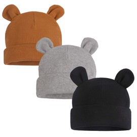JANGANNSA Baby Newborn Cotton Hat Baby Boys Beanie 0-6Months Infant Girls Hospital Hats (Black+Gray+Coffee, premiee/Newborn)