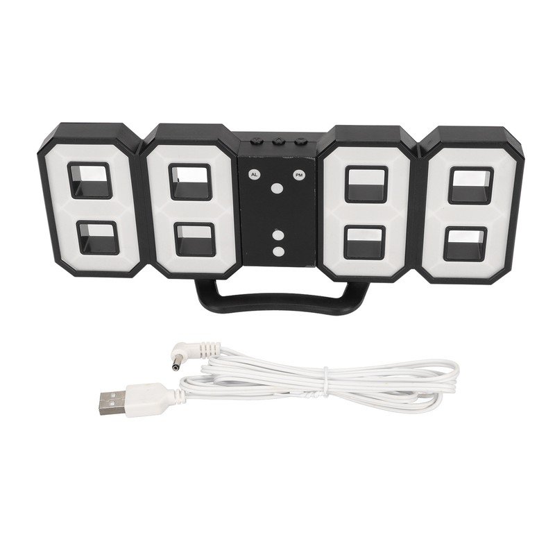 3D LED Digital Desktop Clock Dimmable Snooze Time Memory 12