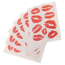 Healeved 6pcs Red Lip Kiss Tattoo Temporary Individual Kiss Print Body Stamp Waterproof Body Temporary Tattoo Womens Lips
