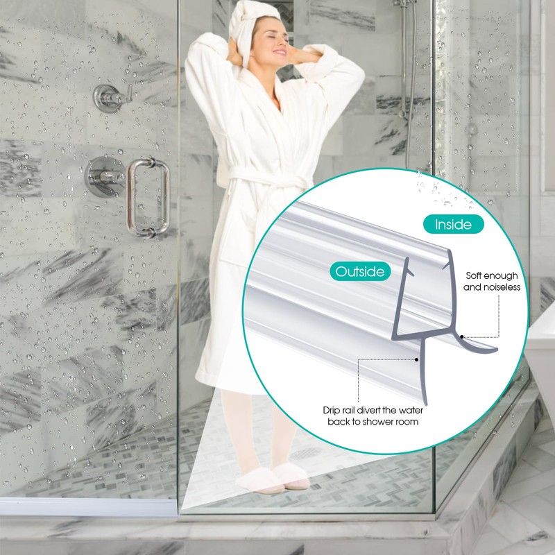 1-Pack Shower Door Bottom Seal POZIA-39 Long,1/4"(6mm) Thick Frameless Glass