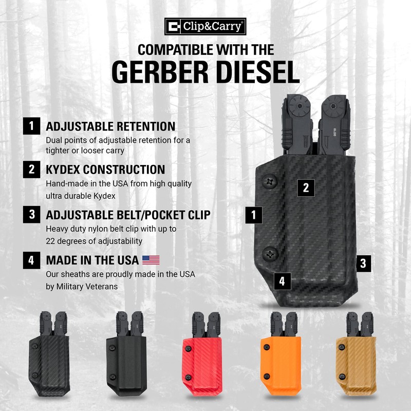 Clip & Carry Kydex Multitool Sheath for The Gerber Diesel