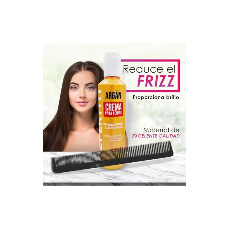 Crema para Peinar Hidratante con Aceite de Argán, Controla Frizz,