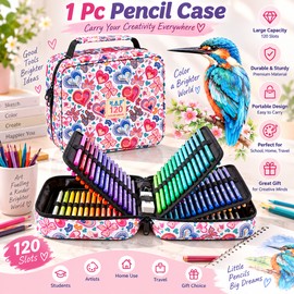  1pc Colored Pencil Case 50/72/120 Slots, Large Capacity Pen Pencil Case, Gel Pens Organizer Zipper Carrying Portable Suitable