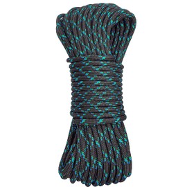 GM CLIMBING 8mm Accessory Cord Rope Double Braid Pre Cut CE/UIAA (Black, 50ft 8mm)