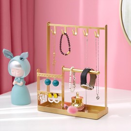 KAKEICE Necklace Holder Stand Jewelry Stand Ring Organizer Necklace Display Organizer Jewelry Organizer (Golden)
