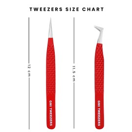 Professional Eyelash Extension Tweezers - Fiber Tip Stainless Steel Eyelash Extension - Pack of 2 Eyelashes Extension Tweezers – Lash Tweezers for Eyelash Extensions (RED)