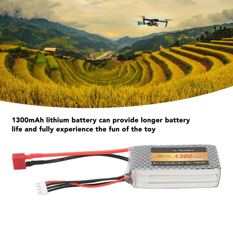 RC LiPo Battery 11.1V 1300mAh 3s with 25CT Connector Lithium