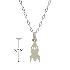 Sterling Silver Tiny Rocket Space Ship Flat Charm Necklace, 18"