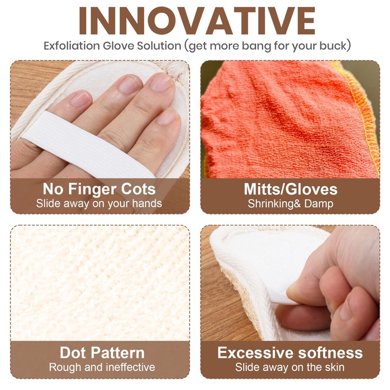 DC,CLISENCE 4 Pcs Round Exfoliating Gloves, Silicone Exfoliating Mitt, Dead