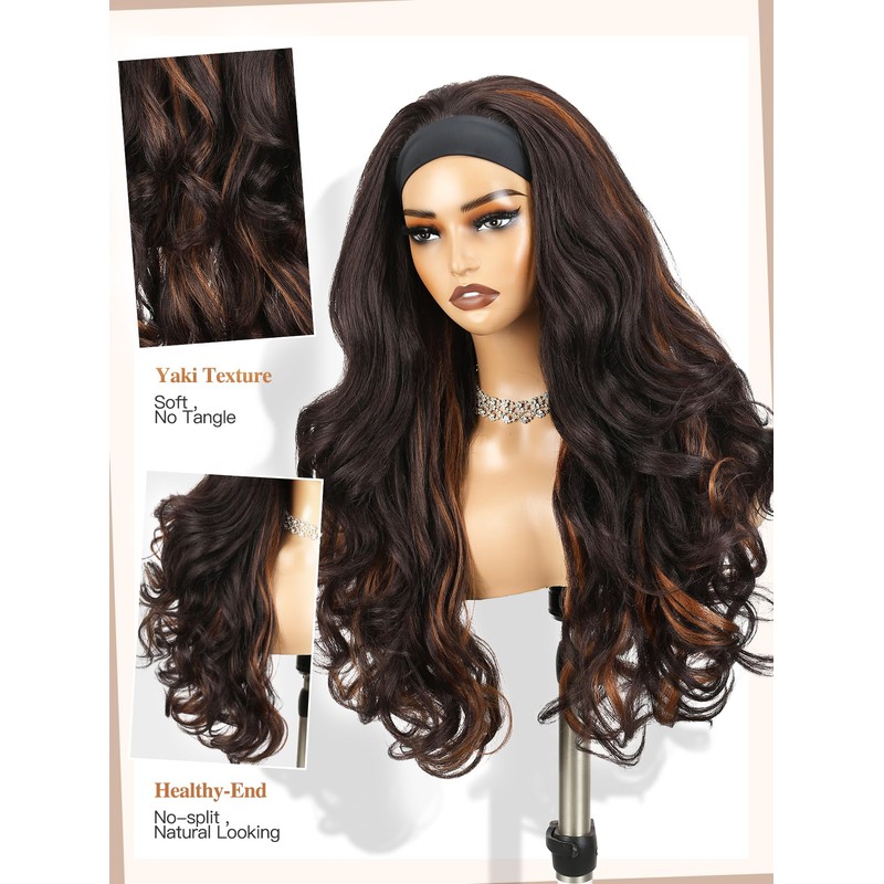 Long Yaki Curly Headband Wigs For Black Women Half Wig