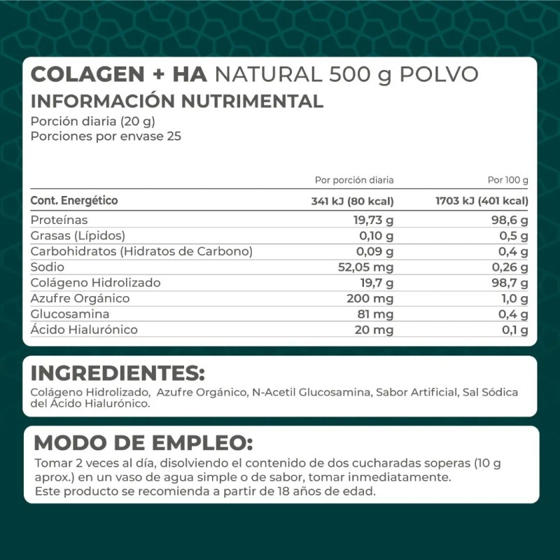 Kit 2 Piezas - Colágeno Hidrolizado +ha (500 Gr) Pronat