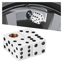 ZIMISI 4PCS Dice Tire Valve Stem Caps, Corrosion Resistant Car Tire Caps, Leakproof Dustproof Wheel Valve Stem Covers, Dice Air Cap Set for Cars, SUVs, Trucks, Motorcycles (White)