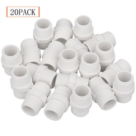 20Pack 3/4 Inch PVC Nipple Male Thread Coupling Adapter Connector (Male x Male) 3/4" PVC NPT Male Thread Coupling Pipe Fitting for Thread plumbing Pipe, Home or Industrial Use, Schedule 40
