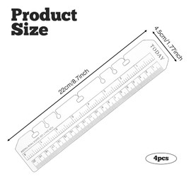 Pack of 4 Bookmark Ruler, A5 Page Marker Ruler, Folder, Plastic Page Marker, Page Finder for A5 Format 6-Hole Binder Notebook, DIY Loose Leaf Notebook Standard 6 Holes Bookmark Ruler