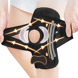 (Recommended by Chiropractors) Knee Supporter, For Sports, Thin x Highly Breathable, V-shaped Belt to Prevent Slipping, Built-in Springs, Knee Pads, Unisex, Left/Right Use, For Running, Climbing, Golf
