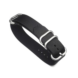 TIMEWHEEL® 20mm Premium Zulu 4 Ring Black Nylon Watch Band Strap