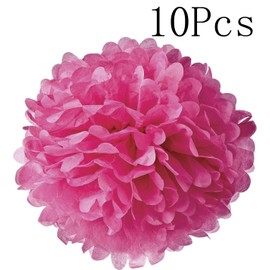 Lightingsky 10pcs DIY Decorative Tissue Paper Pom-poms Flowers Ball Perfect for Party Wedding Home Outdoor Decoration (4-inch Diameter, Rose)