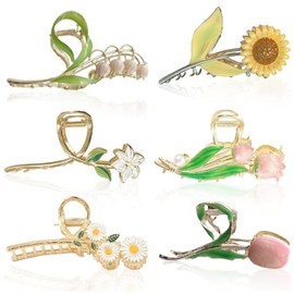 Pack of 6 Butterfly Hair Clips Kraeoke Fishtail Hair Clip Wheat Hair Clips Tulip Back Clip Large Flowers Hair Clip 1