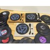 Retro Vinyl Record Funny Pun Title Coaster Set with wood