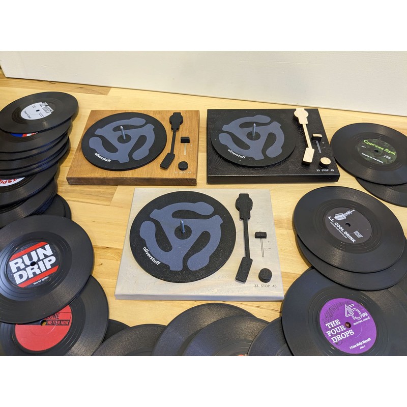 Retro Vinyl Record Funny Pun Title Coaster Set with wood