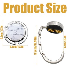 Pack of 2 Table Folding Non-Slip Handbag Hooks, Table Handbag Hooks for Restaurant Office, 2 Colours (White, Pink), Marble Handbag Hooks, Pendant Handbag Hooks