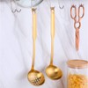 2 Pieces Gold Metal Soup Ladle Colander Set, Long Handle