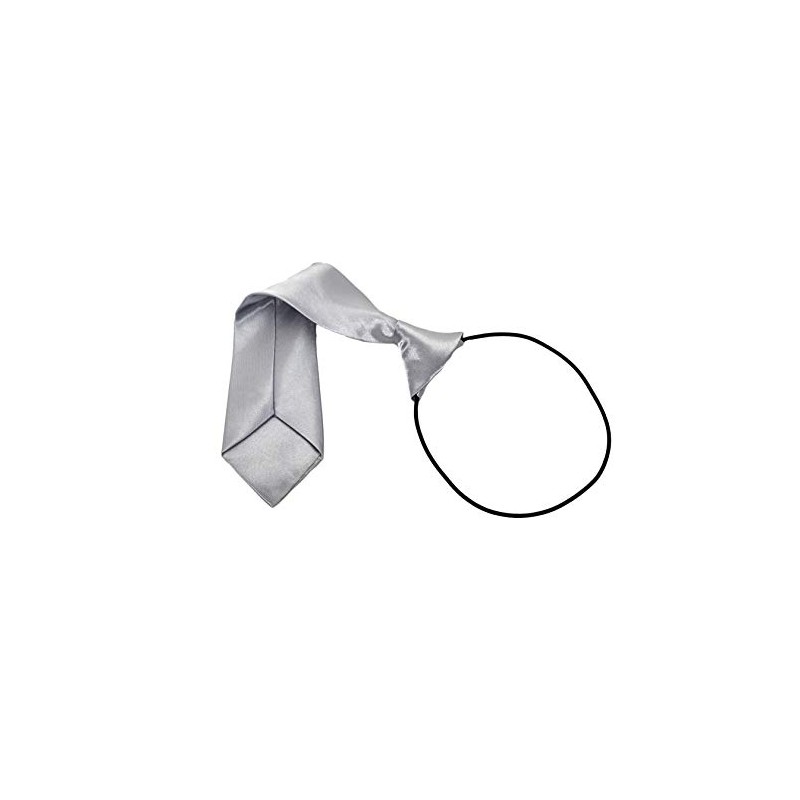 Kids Satin Solid Plain Colour Elasticated Tie (Light Grey)
